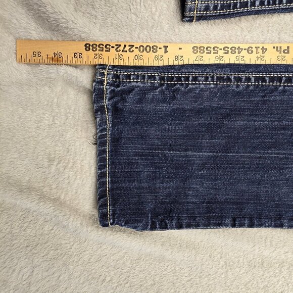 MEK Jeans Womens Size 29x32 Baltimore Denim Boot Cut Distressed Faded Whiskers - Picture 5 of 13